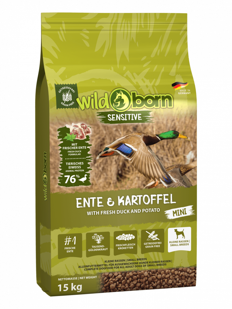 Wildborn Ente &amp; Kartoffel MINI 15kg für kleine Hunde